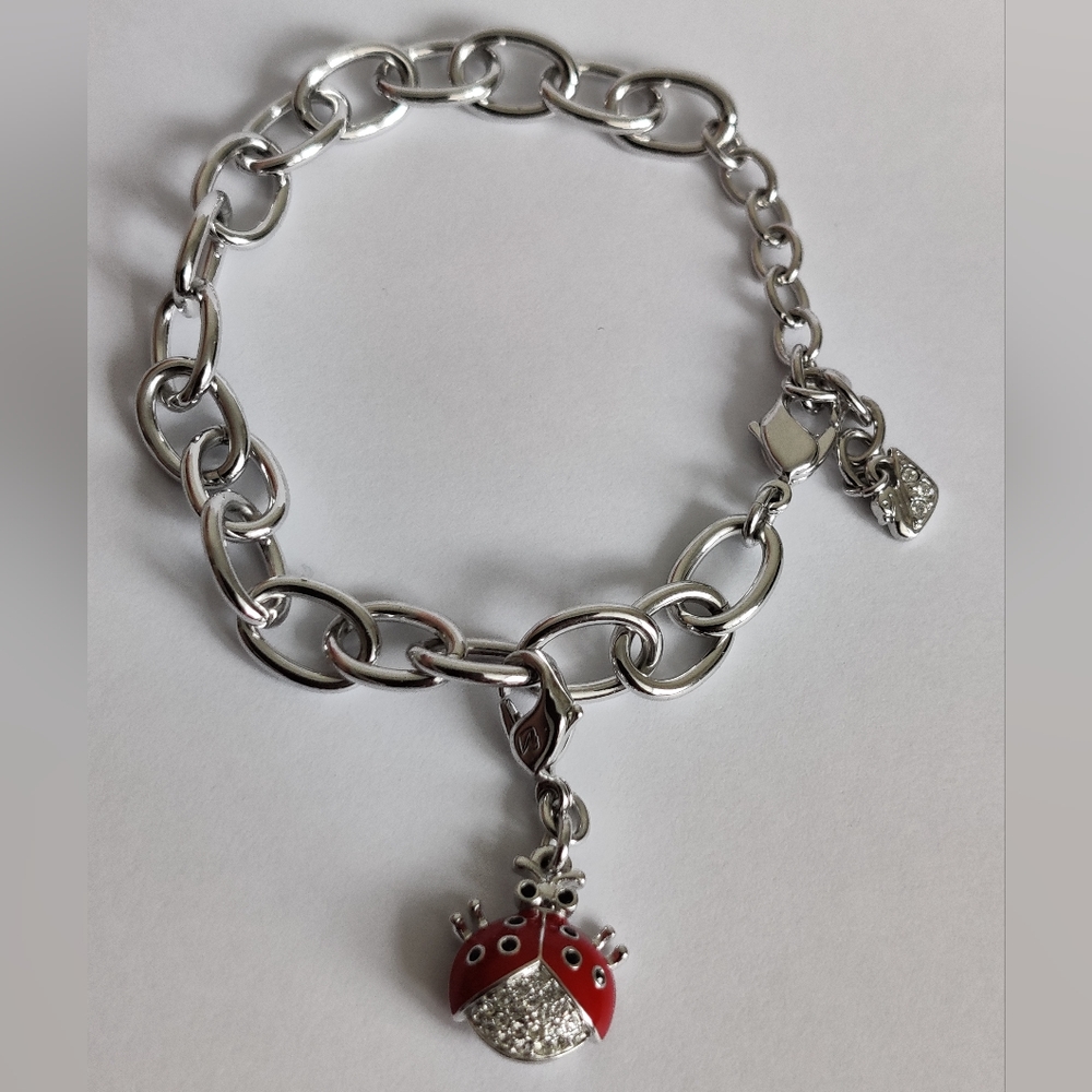 SWAROVSKI | Silver Chain Bracelet with Red Ladybug Charm